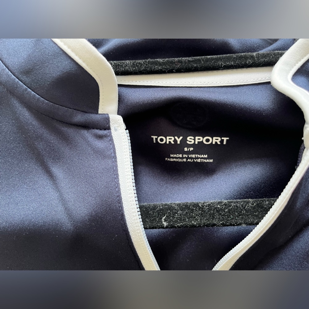 Tory Sport HALF-ZIP PERFORMANCE PULLOVER Navy and White S/P